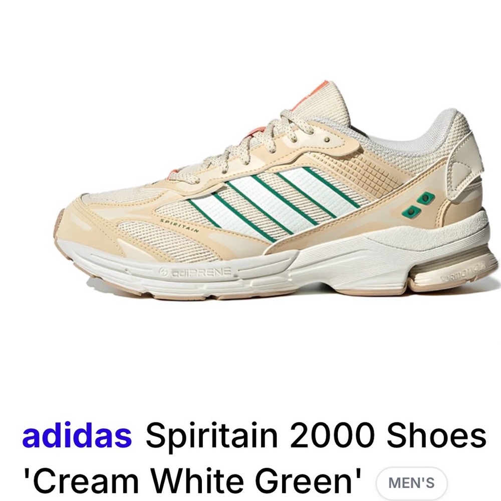 adidas Spiritain 2000 Cream White Green Athletic Shoes